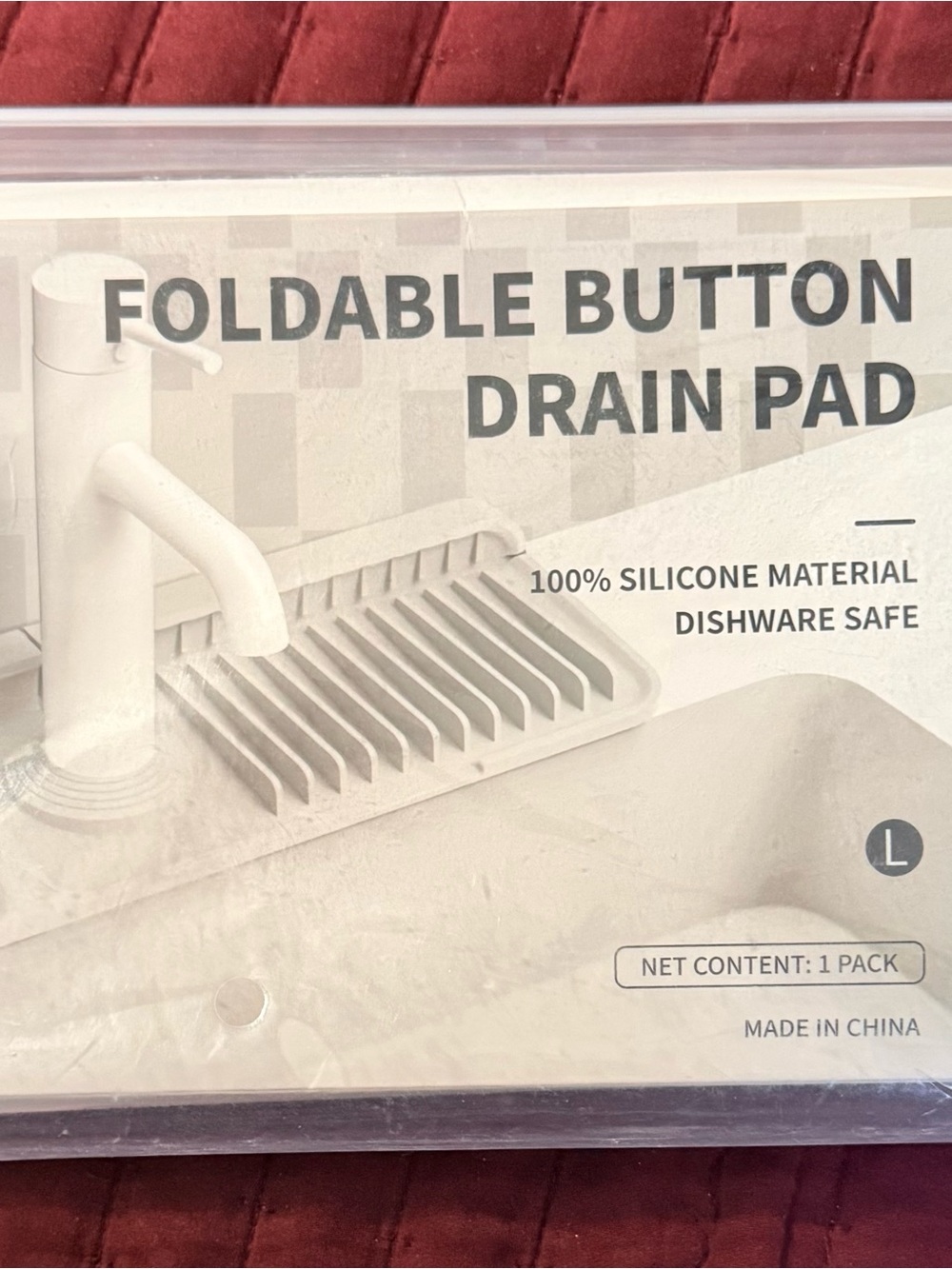 Foldable Button Drain Pad Silicone Sink Rack - White